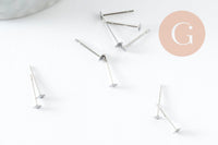 Clous-puces oreille acier inoxydable 316 platine 3mm, x50 (2.9gr) (G9465)
