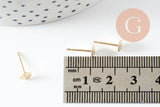 Clous-puces oreille avec plateau acier inoxydable 304 doré 5mm, x10 (G9727)
