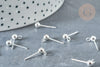 Clous puces oreille boule acier 304 inoxydable platine anneau, x10 (G8226)