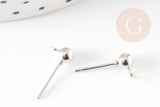 Clous-puces oreille boule acier 304 platine et anneau 5mm, x10 (G9269)