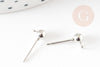 Clous-puces oreille boule acier 304 platine et anneau 5mm, x10 (G9269)
