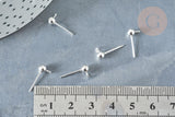 Clous puces oreille boule acier 304 inoxydable platine anneau, x10 (G8226)