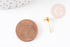 Clous-puces oreille boule fer doré et anneau 5mm, x10 (G8957)