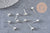 Clous-puces oreille boule laiton argenté 5mm avec anneau, x10 (G1248)