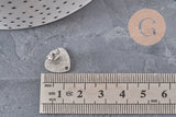 Clous-puces oreille coeur acier 304 inoxydable platine sablé 1 trou 13mm, la paire (G11318)