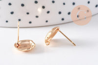 Clous-puces oreille coquillage avec anneau laiton doré 18K 11mm, la paire (G10407)