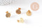 Clous-puces oreille disque acier 304 inoxydable dore IP texturé 1 trou 12mm, la paire (G10488)