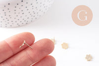 Clous-puces oreille fleur acier 201/316 inoxydable dore 24K lisse 1 trou 9mm, la paire (G10487)