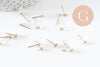 Clous-puces oreille laiton brut acier plateau 5mm, création boucles d'oreille percée,sans nickel, x50 (G0582)