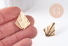 Clous-puces oreille losange plié laiton doré 18K 1 trou 25mm, la paire (G10342)