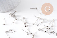 Clous-puces oreille platine avec plateau 4mm, x10 (G2869)