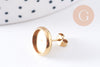 Clous-puces oreille support cabochon 10mm acier 304 inoxydable dore IP, x10 (G10609)