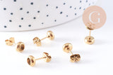 Clous-puces oreille support cabochon 4mm acier 304 inoxydable dore IP, x10 (G10607)