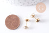 Clous-puces oreille support cabochon 4mm acier 304 inoxydable dore IP, x10 (G10607)