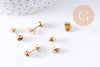 Clous-puces oreille support cabochon 4mm acier 304 inoxydable dore IP, x10 (G10607)