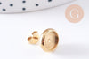 Clous-puces oreille support cabochon 8mm acier 304 inoxydable dore IP, x10 (G10608)
