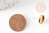 Clous-puces oreille support cabochon rond 10mm acier 304 inoxydable dore 24K, x10 (G9219)