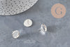 Clous-puces oreille support cabochon rond 12mm acier 304 inoxydable argenté, x10 (G11214)