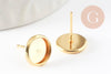 Clous-puces oreille support cabochon rond 8mm acier 304 inoxydable dore, x10 (G5322)