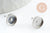 Clous-puces oreille support cabochon rond 8mm acier 304 inoxydable platine, x10 (G9597)