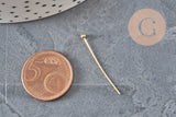 Clous tige tête boule acier doré 304 inoxydable IP 30mm, x100 (G11355)-Tiges-Gingerlily Perles
