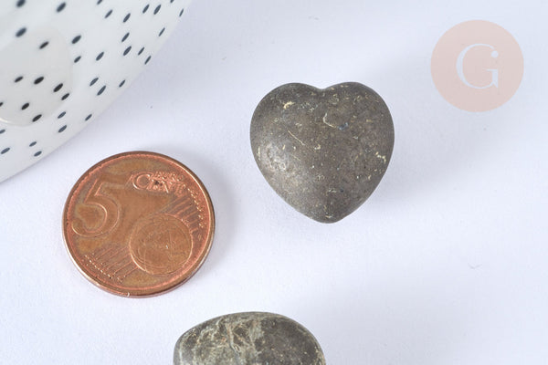 Cœur décoratif Pyrite naturelle lithothérapie 20mm, x1 (G7171)