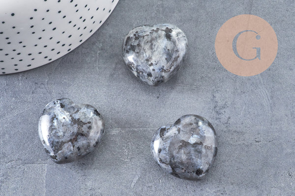 Coeur labradorite naturelle, labradorite naturelle roulée, pierre semi-precieuse, séance lithothérapie, 31mm, x1 G5615