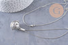 Collier Bola Ohm carillon d'harmonie argenté, Vendu sans carillon, 71-72cm, x1 (G3679)