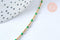 Collier Chaine acier dorée 14k résine colorée vert,chaine collier, fantaisie, chaine complète,2mm, 45cm, x1 G2417