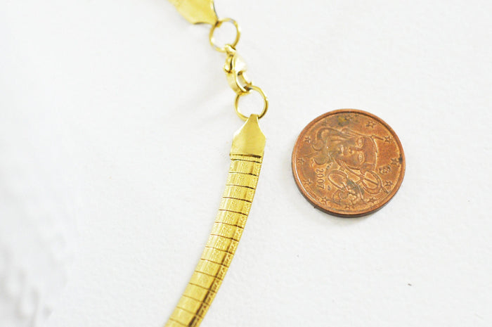 Collier Chaine acier dorée 14k serpent,sans nickel,chaine fantaisie,acier, chaine complète,6mm,45cm x1 (G5353)
