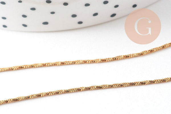 Collier Chaine acier inoxydable doré 14k serpent 1mm-42.5cm, x1 (G1101)