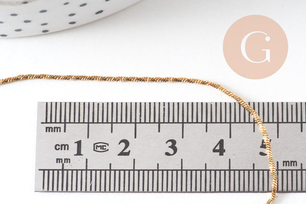 Collier Chaine acier inoxydable doré 14k serpent 1mm-42.5cm, x1 (G1101)