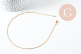 Collier Chaine acier inoxydable doré 14k serpent 1mm-42.5cm, x1 (G1101)