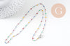Collier Chaine avec fermoir acier inoxydable platine résine multicolore 2mm-45cm,chaine collier, x1 (G1412)