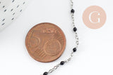 Collier Chaine avec fermoir acier inoxydable platine résine noire 2mm-40.5cm, x1 (G10010)