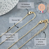 Collier Chaine avec fermoir fine dorée forçat 16K 2.5 microns 1.5mm - 45/50cm x1 (G1898)