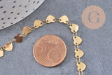Collier Chaine coeur acier inoxydable doré 14k cœur 6.5mm, x1 mètre (G6804)