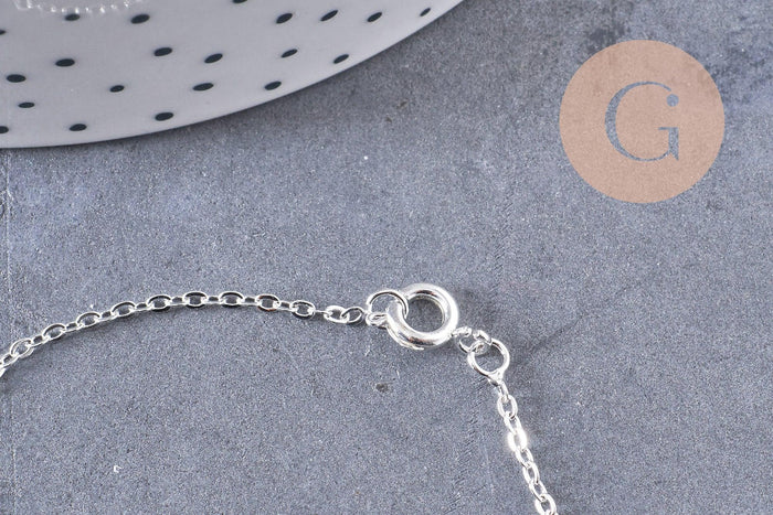 Collier Chaine collier complète laiton argentée forçat 70cm, x1 (G0851)