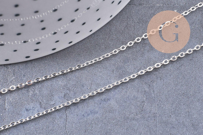 Collier Chaine collier complète laiton argentée forçat 70cm, x1 (G0851)