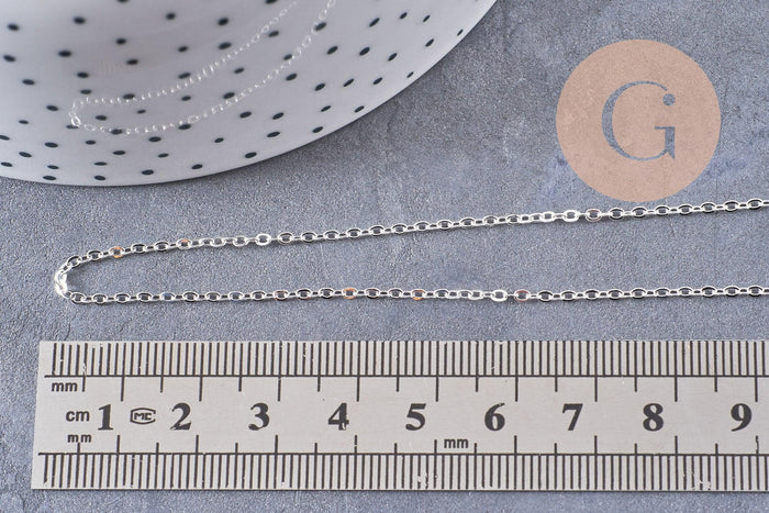 Collier Chaine collier complète laiton argentée forçat 70cm, x1 (G0851)