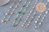 Collier Chaine collier pierre laiton doré 39.5cm, x1 (G10921)