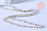 Collier Chaine complète acier doré perles rocaille blanches artisanales, acier inoxydable doré,40.7cm, x1 G3778