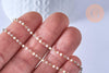 Collier Chaine complète acier doré perles rocaille blanches artisanales, acier inoxydable doré,40.7cm, x1 G3778