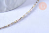 Collier Chaine complète acier doré perles rocaille blanches artisanales, acier inoxydable doré,40.7cm, x1 G3778