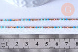 Collier Chaine complète acier doré perles rocaille multicolores artisanales, création collier acier inoxydable doré,40.7cm, x1 G5407