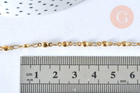 Collier Chaine complète acier dorée 14k boule, chaine fantaisie sans nickel, acier doré, chaine complète,2.mm,45.5cm, x1 G0142