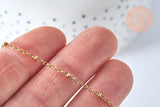 Collier Chaine complète acier dorée 14k satellite,avec ou sans extension,chaine sans nickel,1.5mm,41cm, x1 (G0306)