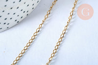Collier Chaine complète acier dorée 14k,chaine collier,sans nickel,chaine fantaisie,2.4mm,41cm, x1 (G6806)
