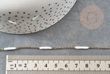 Collier Chaine complète acier inoxydable PVD/IP dorée 14k fantaisie résine blanche 2mm/45cm, chaine avec fermoir x1 G9373
