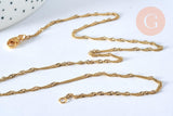 Collier Chaine complète avec fermoir acier inoxydable 304 doré 14k singapour 2mm/45.5cm, x1 (G3489)